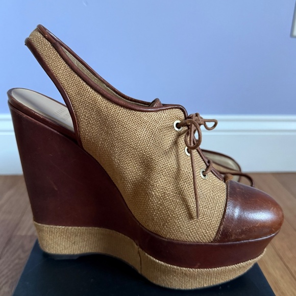 STUART WEITZMAN Lace up Oxford Wedge Platform Heel Size 8.5 - Picture 10 of 11